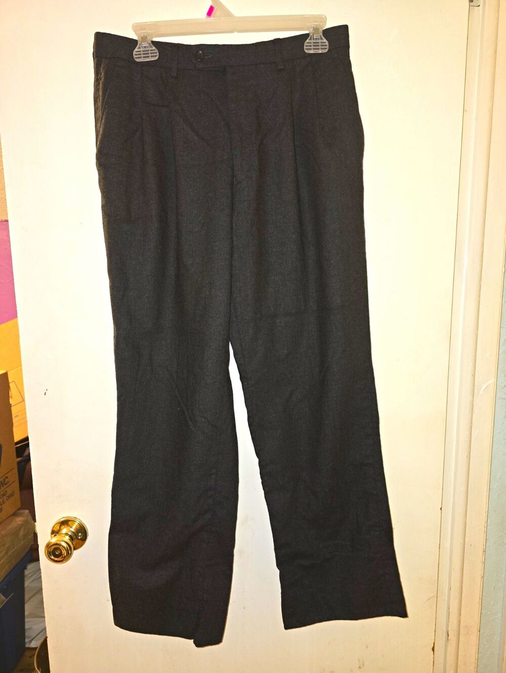 Michael Kors Gray Wool Twill Pleated Dress Pants Straight Leg 32W 29L
